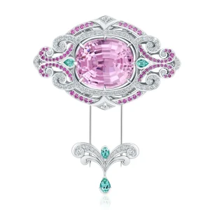 Calleija Brooches & Pins*Aanya 18ct White Gold Kunzite, Sapphire, Beryl and Diamond Brooch with Detachable Pendant and Chain