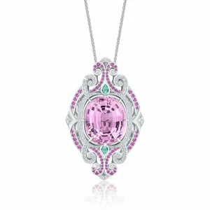 Calleija Brooches & Pins*Aanya 18ct White Gold Kunzite, Sapphire, Beryl and Diamond Brooch with Detachable Pendant and Chain