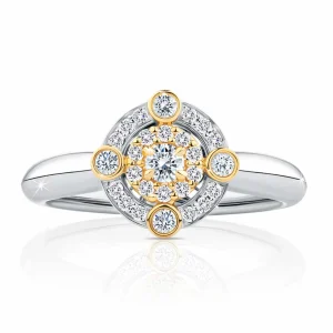 Calleija Rings*Adalia Gwyn White Gold Diamond Set Ring with Yellow Gold Accents