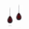 Calleija Earrings*Adie 18ct White Gold Pear Shaped Red Garnet and Diamond Drop Earrings