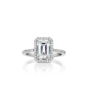 Calleija Rings*Adita Platinum 2.06ct Emerald Cut Diamond Halo Ring