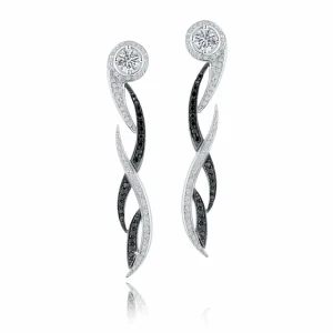 Calleija Earrings*Adorn 18ct White Gold Black and White Diamond Drop Detachable Earrings (studs not included)