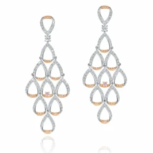 Calleija Earrings*Adria 18ct White and Rose Gold Australian Argyle Pink Diamond™ and White Diamond chandelier earrings