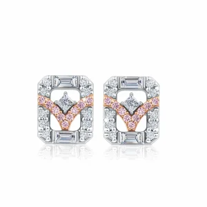 Calleija Earrings*Afina Platinum & 18ct Rose Gold Tanzanite, Australian Argyle Pink & White Diamond Earrings