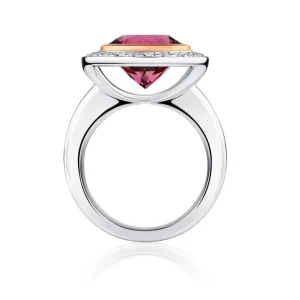 Calleija Rings*Aila 6.53ct Pink Tourmaline & Diamond Halo Ring
