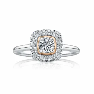 Calleija Rings*Aileua Platinum and 18ct Rose Gold 0.70ct Diamond Ring with Diamond Halo