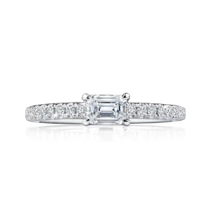 Calleija Rings*Aina Platinum and 18ct Rose Gold 0.50ct Emerald Cut White Diamond Ring
