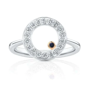 Calleija Rings*Ajla 18ct White and Rose Gold Blue Sapphire and Diamond Ring