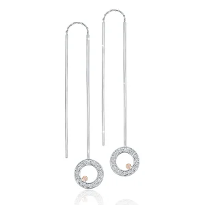 Calleija Earrings*Ajla 18ct White and Rose Gold Australian Argyle Pink Diamond™ and White Diamond Circle Thread Earrings