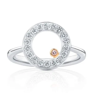 Calleija Rings*Ajla 18ct White and Rose Gold Australian Argyle Pink Diamond™ & White Diamond Circle Ring