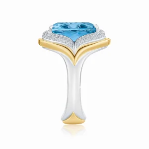 Calleija Rings*Alika Platinum and 18ct Yellow Gold 7.21ct Cushion Cut Aquamarine, Yellow and White Diamond Ring