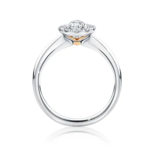 Calleija Rings*Alora Platinum and 18ct Rose Gold 0.50ct Pear Cut Diamond Ring with Halo of White Diamonds
