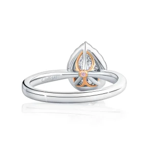 Calleija Rings*Alora Platinum and 18ct Rose Gold 1.00ct Pear Cut Diamond Ring with Halo of White Diamonds