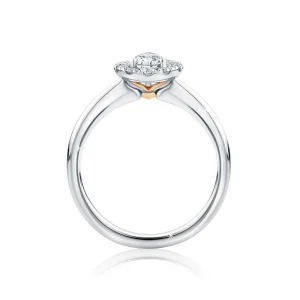 Calleija Rings*Alora Platinum and 18ct Rose Gold 0.50ct Pear Cut Diamond Ring with Halo of White Diamonds