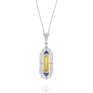 Calleija Pendants & Necklaces*Amandine 18ct Yellow & White Gold Heliodor & Tanzanite Art Deco Inspired Pendant