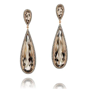 Calleija Earrings*Amber 18ct Rose Gold Smokey Quartz and Champagne Diamond Drop Earrings