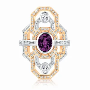 Calleija Rings*Amelia Platinum and 18ct Rose Gold Art Deco Inspired Ring with 1.60ct Purple Spinel and Diamonds