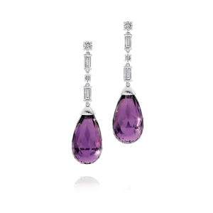 Calleija Earrings*Amethyst and White Diamond Drop Earrings