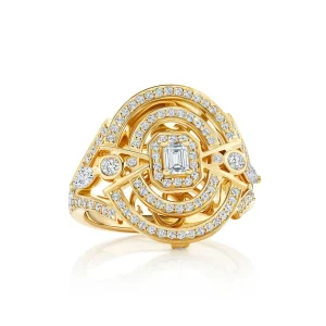Calleija Rings*Annda Yellow Gold Diamond Art Deco Inspired Ring