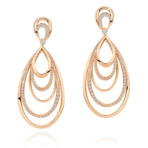 Calleija Earrings*Arella 18ct Rose Gold and Diamond set Oval Multi Hoop Drop Earrings