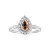 Calleija Rings*Arusha Platinum and 18ct Rose Gold Pear Shaped Brown Diamond Ring
