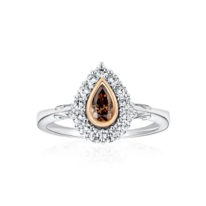 Calleija Rings*Arusha Platinum and 18ct Rose Gold Pear Shaped Brown Diamond Ring