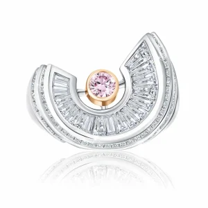 Calleija Rings*Ascendant Platinum and 18ct Rose Gold Australian Argyle Pink Diamond™ with Baguette Diamonds Ring