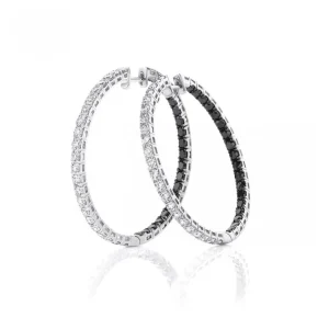 Calleija Earrings*Asra White and Black Diamond Hoop Earrings