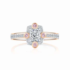 Calleija Rings*Atarah Platinum and 18ct Rose Gold Glacier®Diamond Ring with Australian Argyle Pink Diamonds™