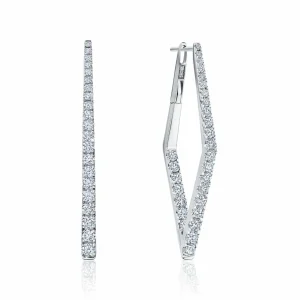 Calleija Earrings*Aubri 18ct White Gold Diamond Shaped Diamond Set Huggie Earrings