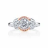 Calleija Rings*Aurius Platinum & 18ct Rose Gold White & Australian Argyle Pink Diamond™ Halo ring