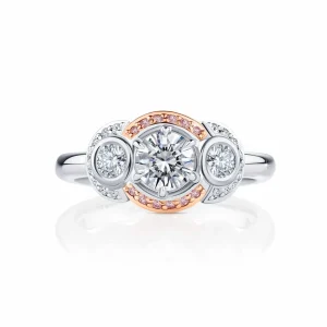 Calleija Rings*Aurius Platinum & 18ct Rose Gold White & Australian Argyle Pink Diamond™ Halo ring