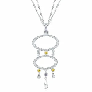 Calleija Pendants & Necklaces*Ayla 18ct White Gold Briolette Double Eclipse Diamond Drop Pendant with Argyle Yellow & Blue Diamonds™