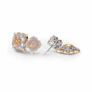 Calleija Earrings*Azalea Platinum and 18ct Rose Gold Australian Argyle Pink Diamonds™ Earrings with Detachable Diamond Halo