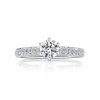 Calleija Rings*Azmin Platinum & 18ct Rose Gold 0.70ct Solitaire Diamond Ring with Pave Set Diamond Shoulders