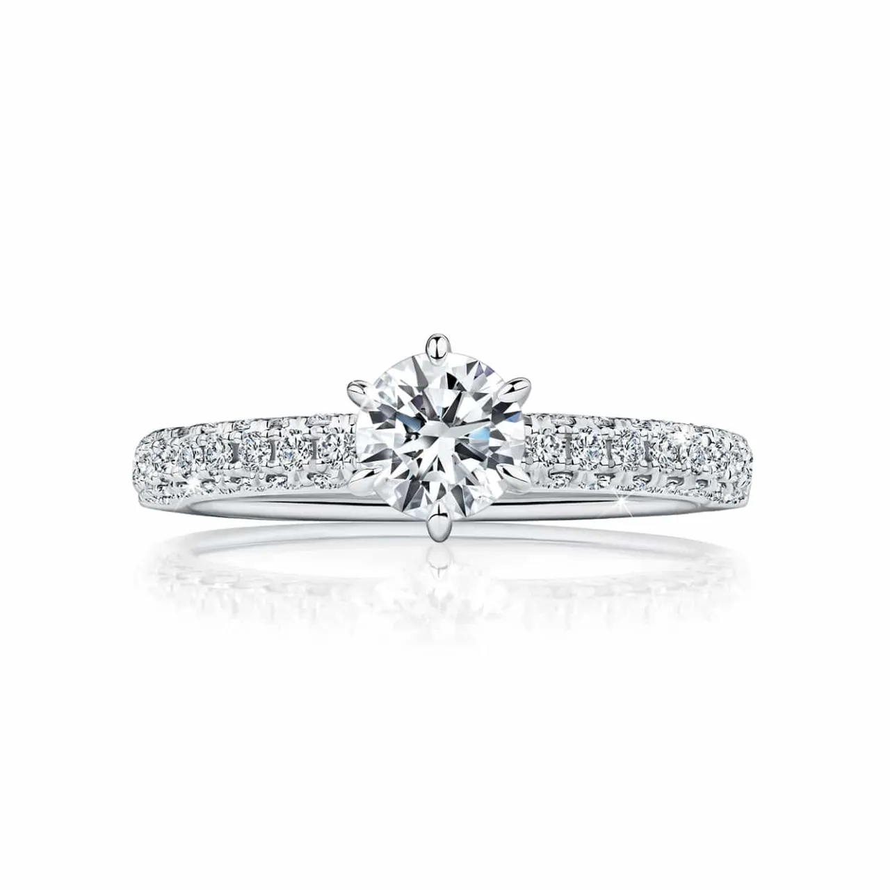 azmin_platinum__ct_rose_g_0.webp Calleija Rings*Azmin Platinum & 18ct Rose Gold 0.70ct Solitaire Diamond Ring with Pave Set Diamond Shoulders