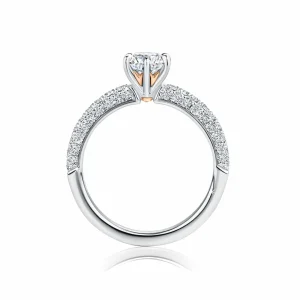 Calleija Rings*Azmin Platinum & 18ct Rose Gold 0.70ct Solitaire Diamond Ring with Pave Set Diamond Shoulders