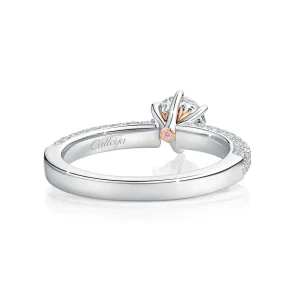 Calleija Rings*Azmin Platinum & 18ct Rose Gold 0.70ct Solitaire Diamond Ring with Pave Set Diamond Shoulders