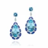 Calleija Earrings*Azurine 18ct White Gold 16.40ct Pear Shaped Aquamarine, Sapphire and White Diamond Detachable Drop Earrings