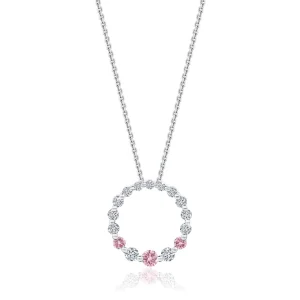 Calleija Pendants & Necklaces*Coralie 18ct White Gold 6PR Australian Argyle Pink Diamond™ and White Diamond Open Circle Pendant