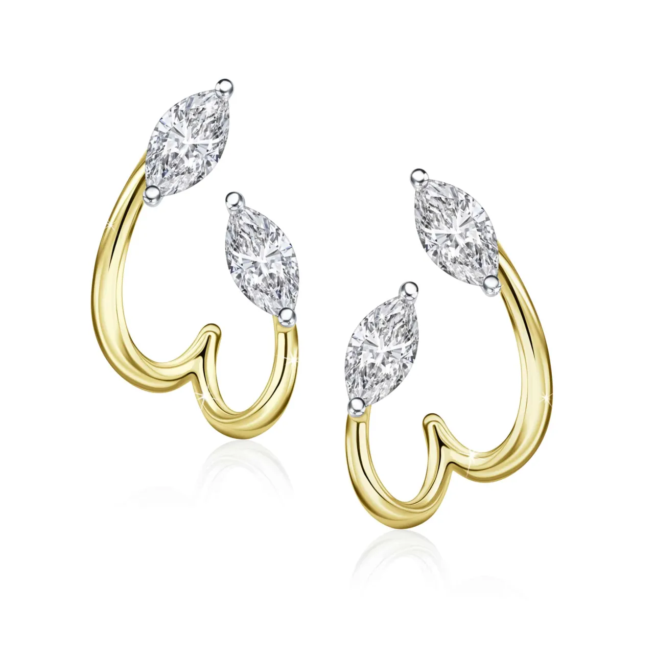 ct_white__yellow_gold_mar_0.webp Calleija Earrings*18ct White & Yellow Gold Marquise Cut Diamond Earrings