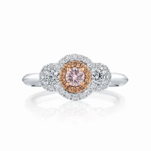 Calleija Rings*18ct White and Rose Gold Australian Argyle Pink and White Diamond Trilogy Ring