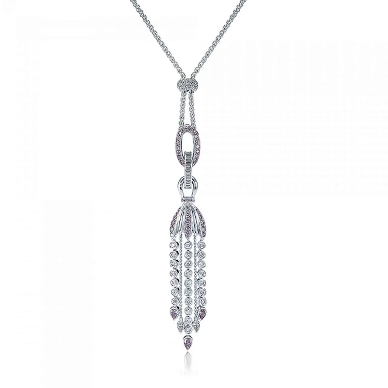 ct_white_gold_australian__0-1.webp Calleija Pendants & Necklaces*18ct White Gold Australian Argyle Pink and White Diamond Tassle Drop Necklace