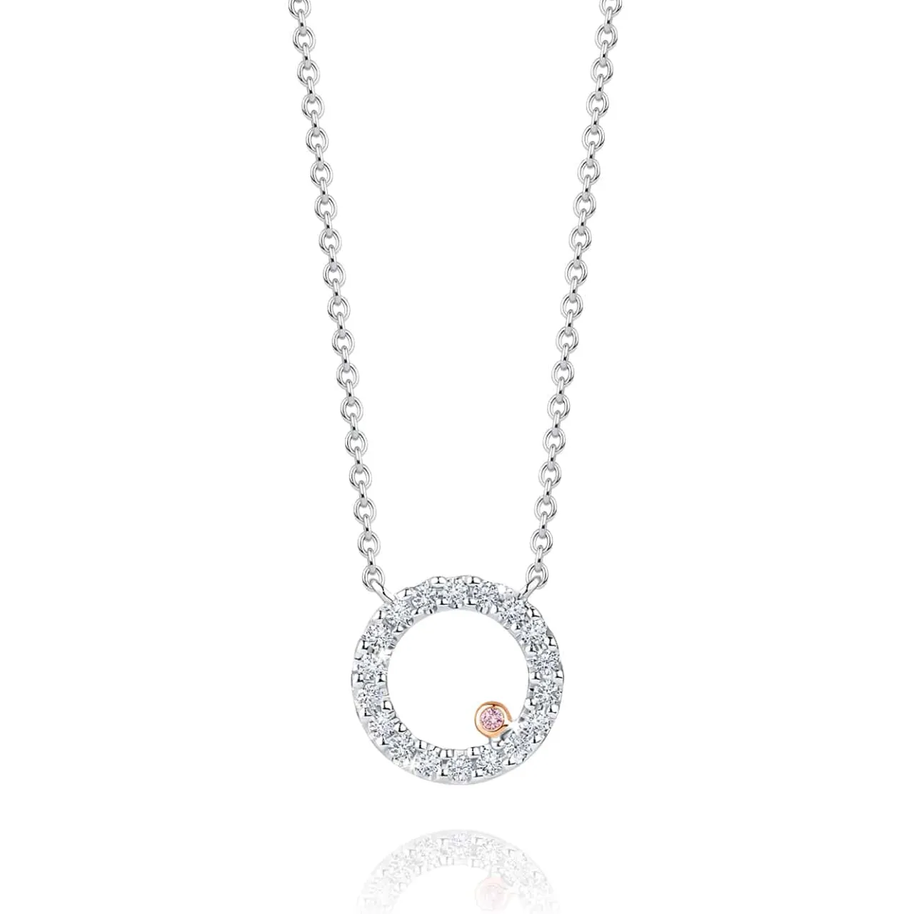 ct_white_gold_australian__0.webp Calleija Pendants & Necklaces*18ct White Gold Australian Argyle Pink Diamond™ & White Diamond Circle Pendant