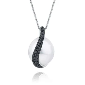 Calleija Pendants & Necklaces*18ct White Gold Black and White Diamond Day Night Australian South Sea Pearl Pendant