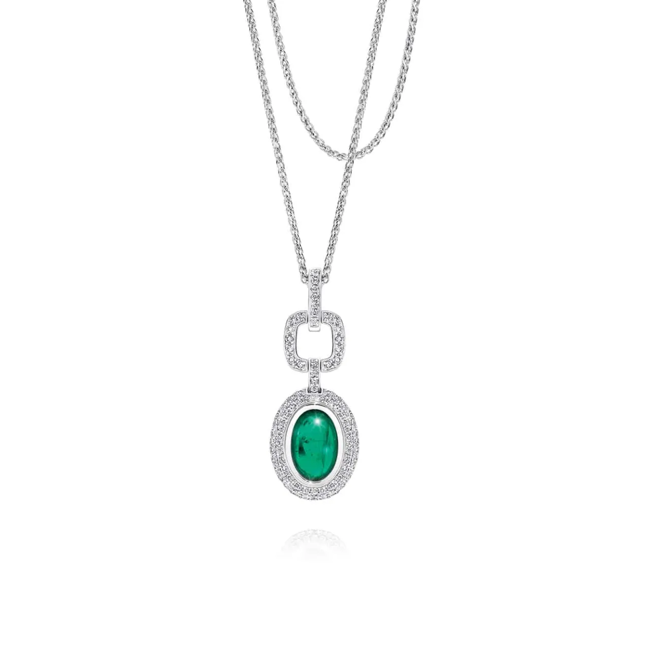 ct_white_gold_detachable__0.webp Calleija Pendants & Necklaces*18ct White Gold Detachable Emerald and White Diamond Pendant