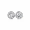 Calleija Earrings*18ct White Gold Diamond and Halo Stud Earrings