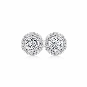 Calleija Earrings*18ct White Gold Diamond and Halo Stud Earrings