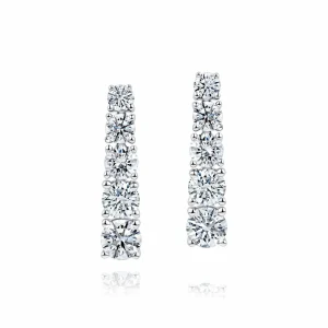 Calleija Earrings*18ct White Gold Diamond earrings with claw set diamonds totalling 1.36ct