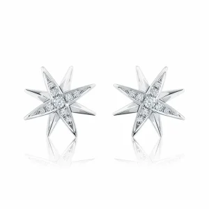 Calleija Earrings*18ct White Gold Diamond Set Star Stud Earrings